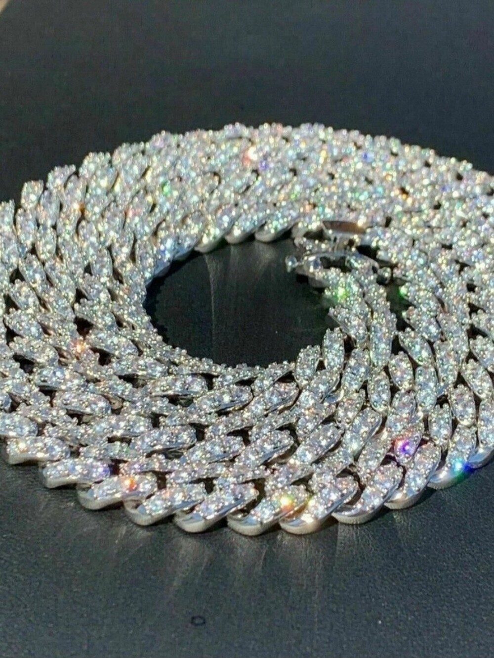 Iced Out Moissanite 12mm / 24" Miami Cuban Chain Solid 925 Silver Passes Tester